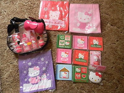   Kitty Holiday Christmas Lot Bath Set Totes Stationary Compact NWT