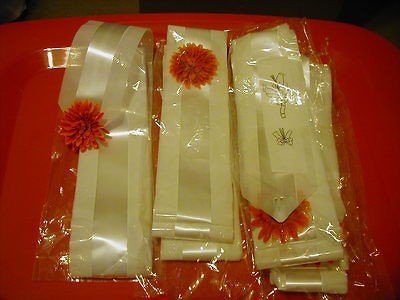 NWT 7 WHITE & ORANGE PEW BOWS WEDDING SUPPLIES CHURCH