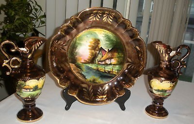 Bequet Quaregnon Set Bowl & 2 Matching Ewers