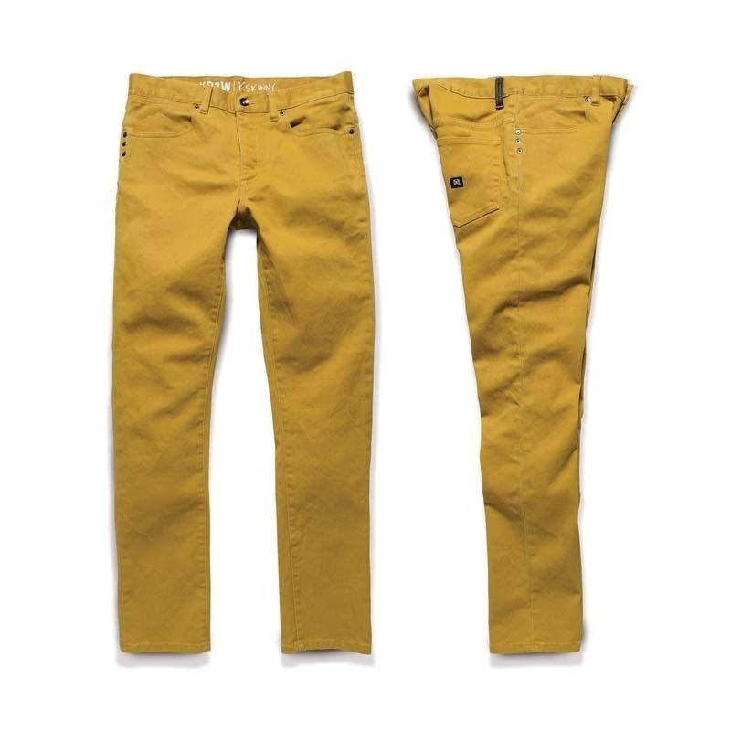 KR3W Denim K Skinny Bull Denim Yellow Pants Krew Skateboard Jeans