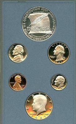 1987 S CONSTITUTION PRESTIGE 6 COIN GEM CHOICE PROOF SET