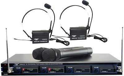 NEW PYLE PDWM4300 RACK MOUNTABLE 4 MIC WIRELESS VHF MICROPHONE SYSTEM 