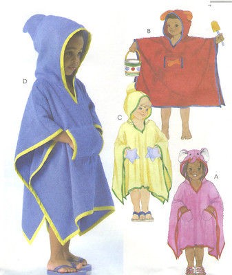 Boys Girls Cover Ups Sewing Pattern Hood Elephant Dog Fish Shark 