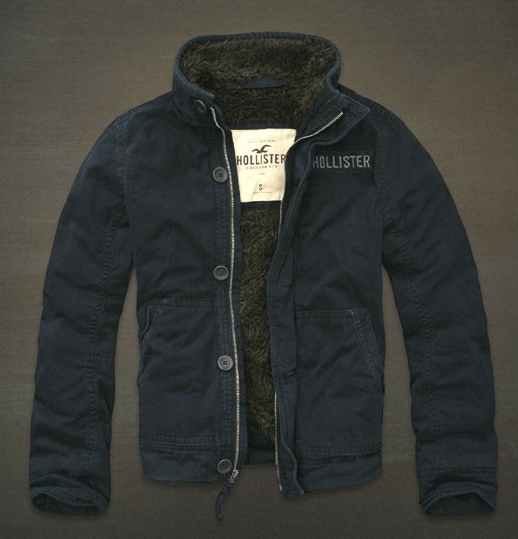 HOLLISTER SEASIDE REEF JACKET W/ SHEPRA LINING NAVY 100% AUTHENTIC 