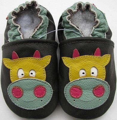 carozoo cow dark brown 12 18m C2 soft sole leather baby shoes