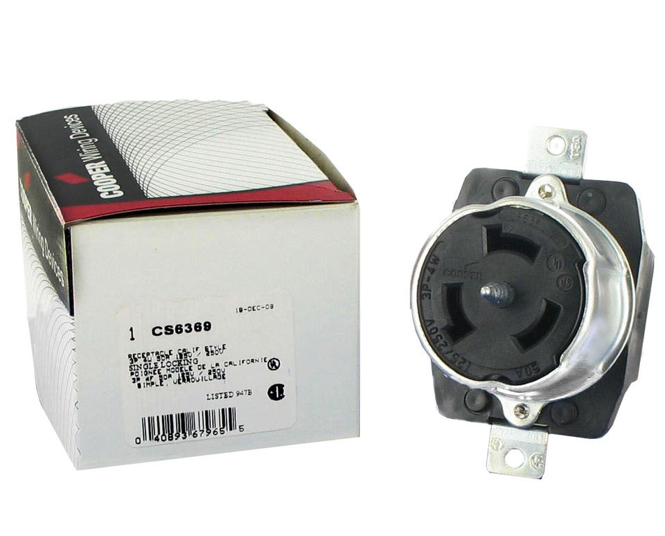 Cooper CS6369 3P 4W 50A 125/250V Locking Receptacle