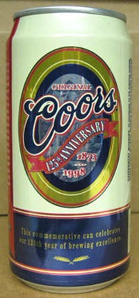 COORS BEER can 125th Anniversary, 1998 Golden, COLORADO, grade 1