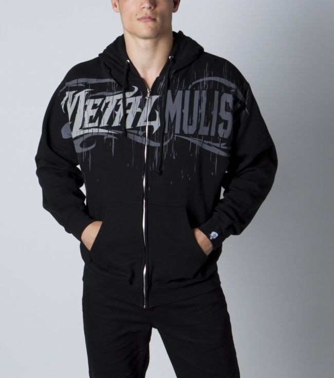 Metal Mulisha Re Charge Mens Black Zip Font Fleece Hoodie Screen Print 