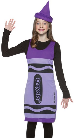 Girls Purple Crayola Crayon TWEEN Kids Halloween Costume