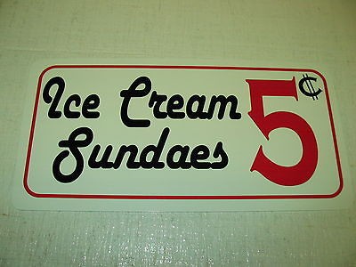 ICE CREAM SUNDAES Sign Metel vintage soda fountain billiard game room 