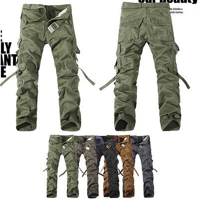 MENS CASUAL MILITARY ARMY CARGO CAMO COMBAT WORK PANTS TROUSERS 29 38 