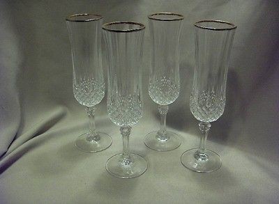 24%) Lead Crystal Cristal Glass dArques Longchamp Gold Rim 