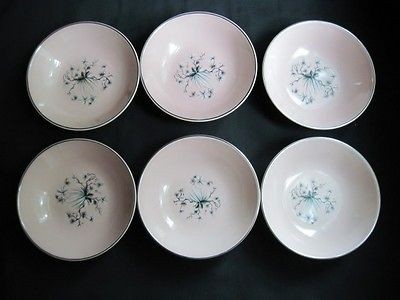 Vintage Taylor Smith Taylor TST Pink Dwarf Pine Berry Bowl Set of 6