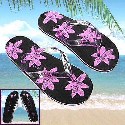   Wedding Bridal Just Married Beach Imprint Honeymoon Flip Flops SMALL