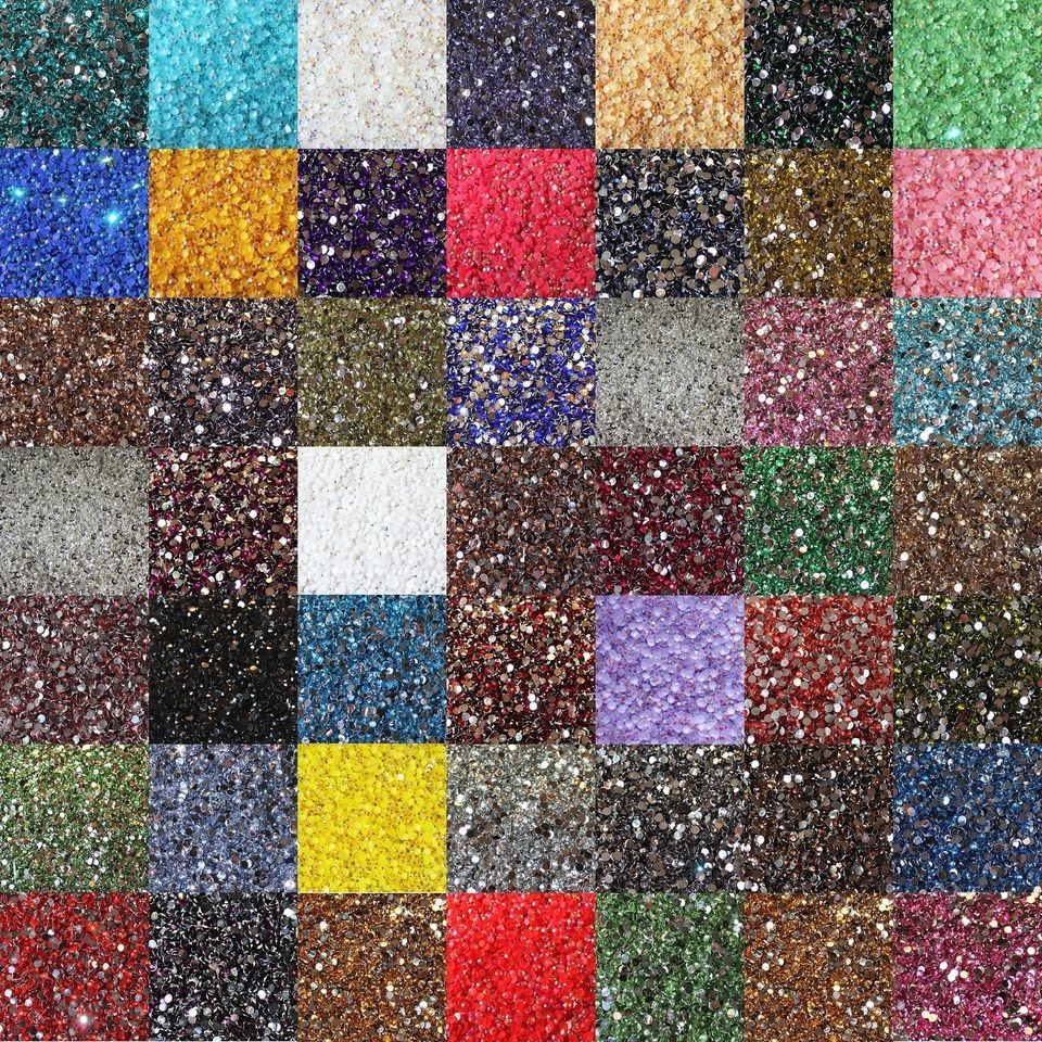 1000 Crystal Flat Back Acrylic Rhinestones Gems 30 colors, 2mm, 3mm 