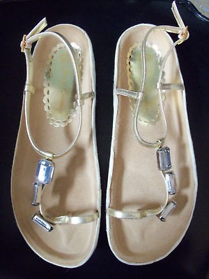 NIB JUICY COUTURE GOLD METALLIC LEATHER MELEE SANDAL w/ RHINESTONES 