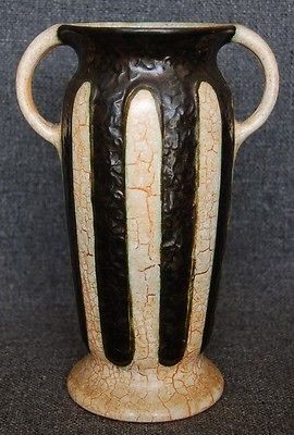   ART DECO CRACKLE GLAZE DITMAR URBACH ALIENWARE ART POTTERY VASE URN