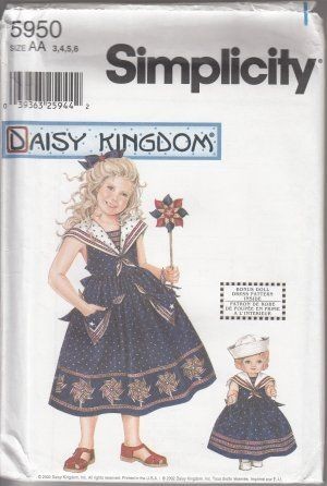 5950 Daisy Kingdom Sailor Dress 4 Girl & Doll Pattern