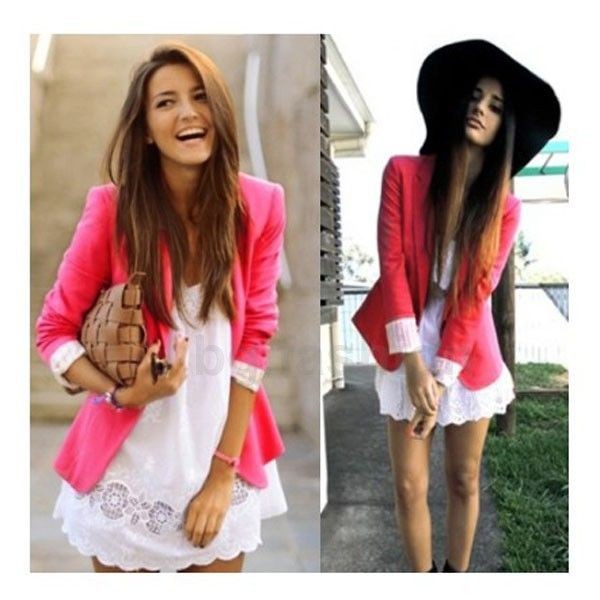 Elegant OL FOLDABLE SLEEVE Womens SUIT Outwear Blazer Jacket Coat 