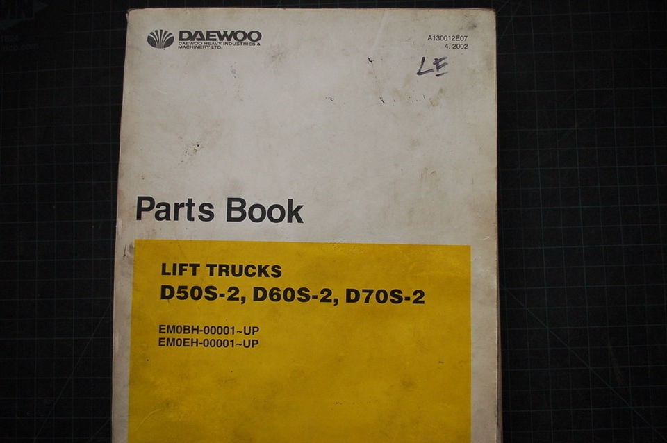 DAEWOO D50S D60S D70S Parts Manual book catalog spare 2002 index 