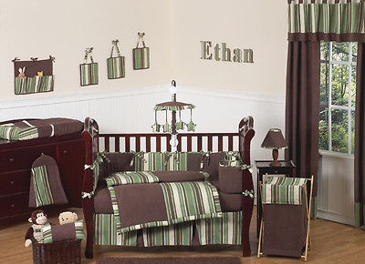 DISCOUNT MODERN STRIPES ROOM COLLECTION 9pc BABY BOY CRIB COMFORTER 