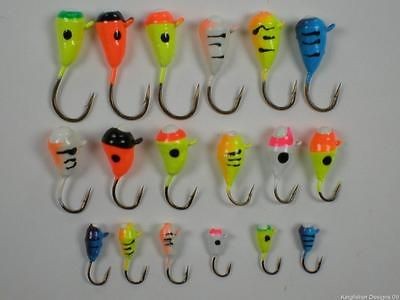 18 HT Glow In The Dark Marmooska Ice Jigs 6 Sizes #6 #16 Off Set Hook 