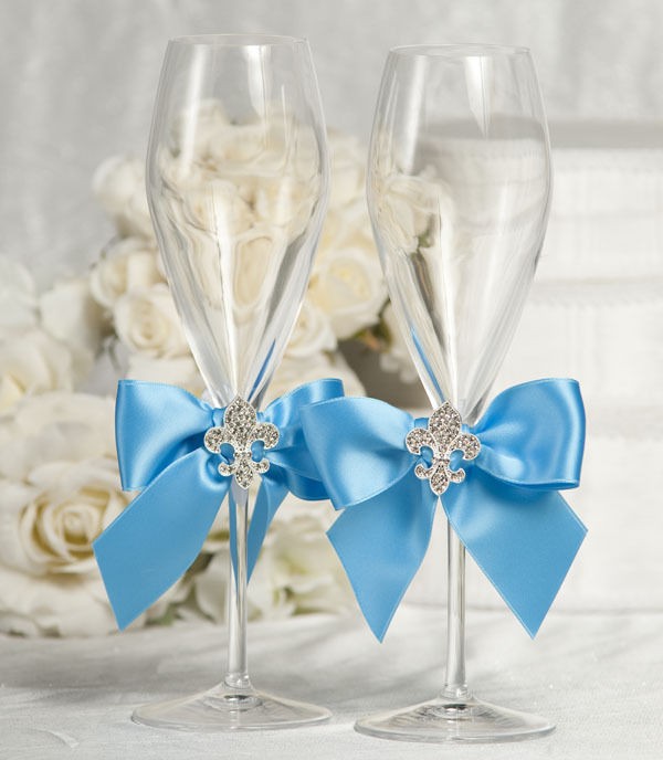 Swarovski Crystal Fleur di Lis Crystal Toasting Flutes