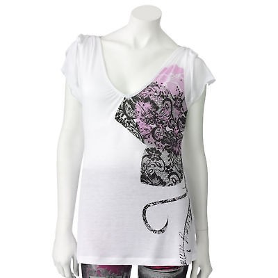 Juniors ABBEY DAWN LACE GRAPHIC TEE Avril Lavigne T SHIRT TOP Size M 