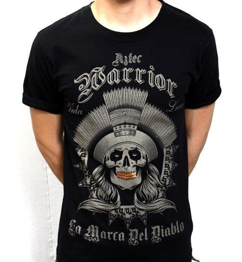 LA MARCA DEL DIABLO MENS T SHIRT HOTROD AZTEC WARRIOR ROD RAT 