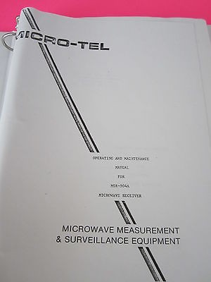 COPY MANUAL MICRO TEL MICROWAVE RECEIVER MSR 904A OPERAT ION 