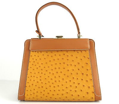 Delvaux Depose Three Way Handbag Leather Ostrich at Socialite Auctions 