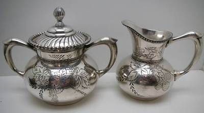 Derby Silver Company Quadruple Plate Large Cream & Sugar BEAUTIFUL