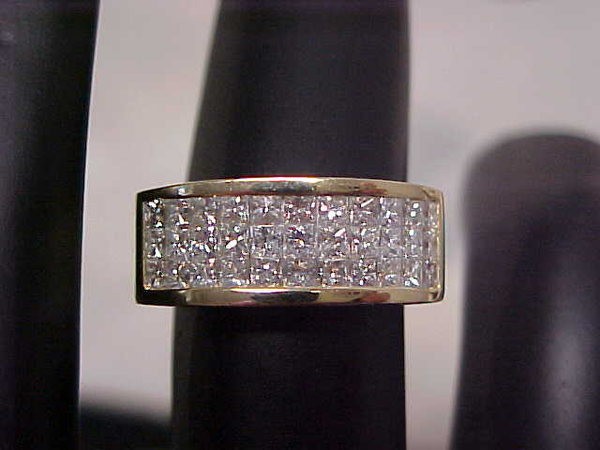   ROW PRINCESS CUT DIAMOND ANNIVERSARY BAND  RING 14Kyg  sz5 BUY NOW