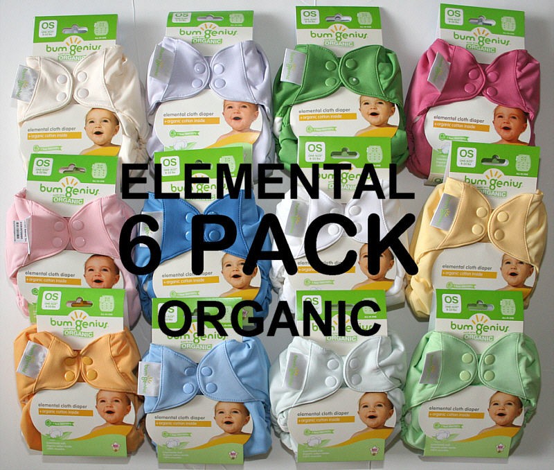   ELEMENTAL ORGANIC CLOTH DIAPERS NEW NAPPYS NEUTRAL COLORS AIO