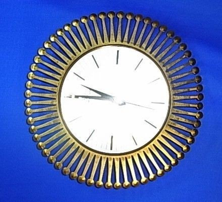 Mid Century 60´s Sun Burst Star Bust Wall Clock Eames Time #F