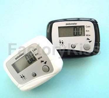   Digital Run Step Pedometer Walking Distance Calorie Counter Clip White