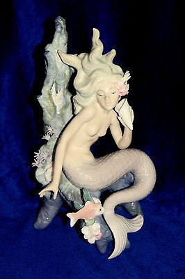 LLADRO #5785 OCEAN BEAUTY BRAND NIB MERMAID FLOWERS CORAL $200 OFF 