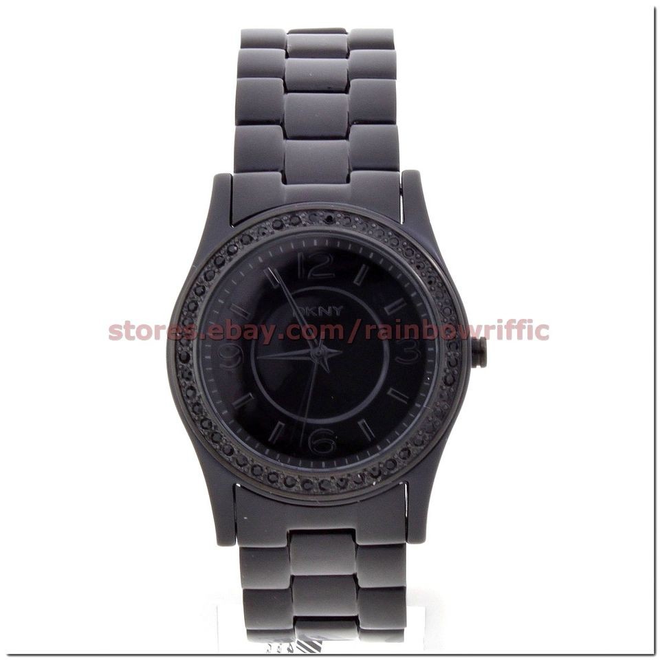 DKNY Womens Watch NY8312 All Black Bezel Aluminum Bracelet NWT 