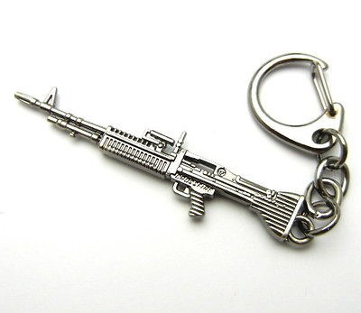 TFK317   60mm Blacktone Alloy M60 Machine Gun Key Chain Ring