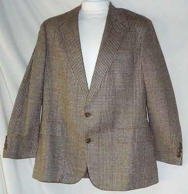 Mens Barrister Brown Plaid Sport Jacket Size 42R