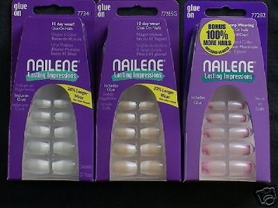 NAILENE LASTING IMPRESSIONS GLUE ON NAILS 5 SETS BONUS SETS FREE 