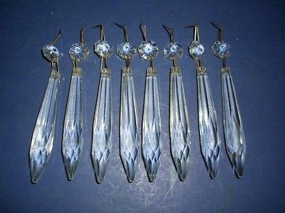 50  ANTIQUE GLASS U DROP PENDENTS W/STAR CRYSTALS