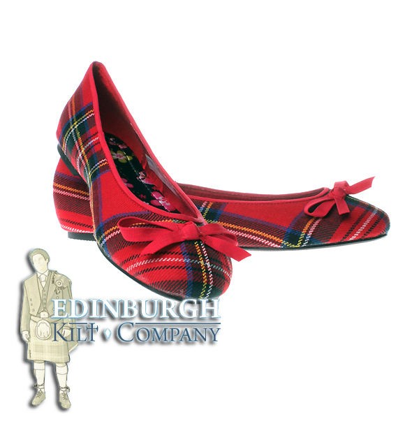 SCOTTISH TARTAN   ROYAL STEWART   FLAT BALLET PUMP SHOES   UK 3 8