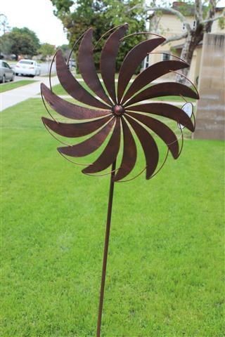 METAL WINDMILL WIND FARM WIND SPINNER YARD STAKE GARDEN STAKE YARD ART