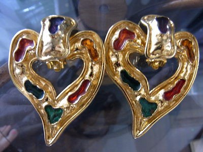 GORGEOUS EDOUARD RAMBAUD PARIS HART EARRINGS