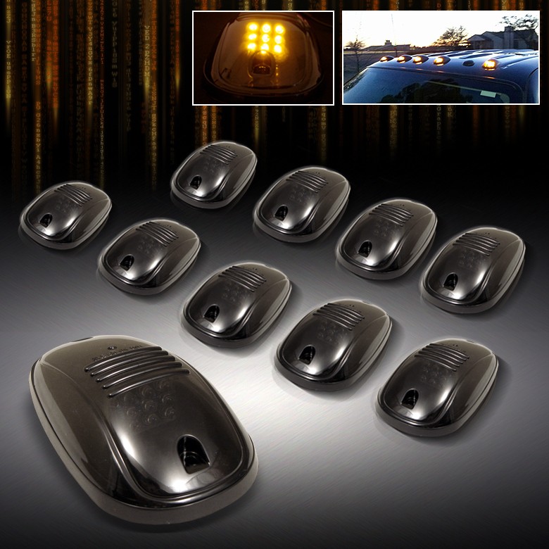 SMOKED LENS TRUCK/SUV/4X4 ROOF TOP 10pcs AMBER LED RUNNING PARKING 