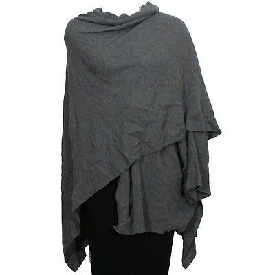 NWT EILEEN FISHER Ash Org Cotton Links Poncho Wrap M L