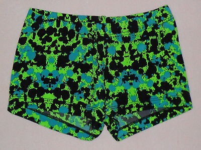 Balera Girls Gymnastics Dance Shorts Lime Green Turquoise Black Child 