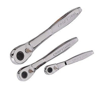 CRAFTSMAN 3 pc Thin Profile Ratchet Set 1/4 3/8 1/2 Drive Socket 