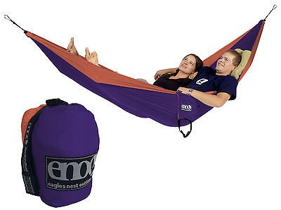 ENO DOUBLE NEST Hammock Orange Violet Backpacking Camping Lightweight 